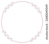 Pink Circle Floral Border Frame And Pink Cherry Blossom