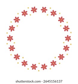 Pink circle flower frame. Elegant, minimal floral border, rounded wreath. Suitable for wedding invitations, cards, profile decoration, social media, web, and print etc. 