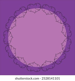 Pink circle frame made of black doodle hearts