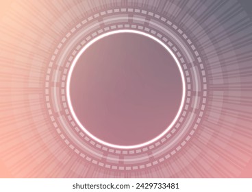 Fondo gráfico de neón de la tecnología de luz de lente del círculo rosa. ilustración vectorial.