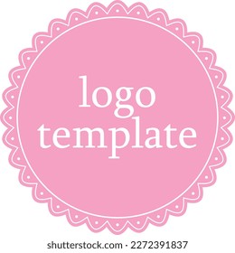 Pink circle logo template for bakery and beauty logo with transparent background. Vector illustration, editable format.