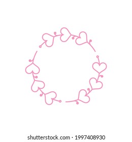 pink circle love floral element wedding invitation decorative leaf vector graphic