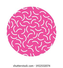 pink circle with memphis style design over white background, vector illustration