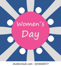 Pink circle on a blue background for Women's Day.