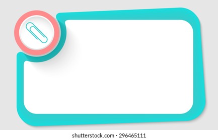 Pink circle and paper clip and green frame for your text