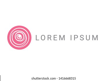 pink circle rose vector logo design template, beauty icon, line floral abstract sign, vector illustration