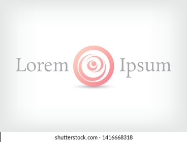 pink circle rose vector logo design template, beauty icon, curve floral abstract sign, vector illustration