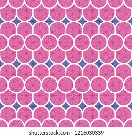 Pink circle shape with Japanese pattern vector. Geometric background template.