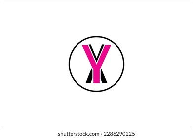 rosafarbene Kreisform x y Monogramm und x y Symbol