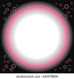pink circle  with space for text  on a black background