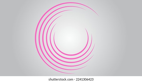 Pink circle speed lines isolated. Abstract speed lines in circle form, vector. For geometric art, elements design, logo, print materials and placard template. Abstract speed lines circles background