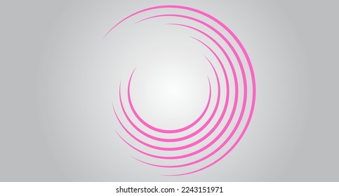 Pink circle speed lines isolated. Abstract speed lines in circle form, vector. For geometric art, elements design, logo, print materials and placard template. Abstract speed lines circles background