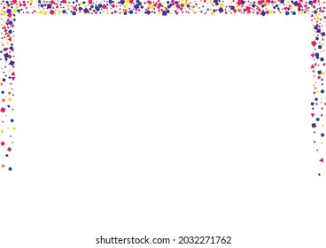 Pink Circle Sprinkles Background. Carnaval Round Isolated. Blue Element Square Illustration. Red Template Confetti.