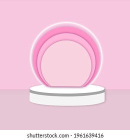 Pink circle stage background with layer and shadow