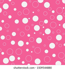 Pink circle, white circle on pink background.The circle art has two colors white and pink, in an abstract style.