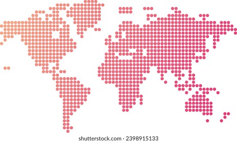 pink circle world map , Dotted world map