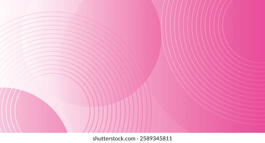 Pink circles abstract background overlap layer on bright space with stripes effect decoration.
