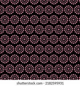 Pink circles floral pattern design with black background for kids fashion in vector formate.