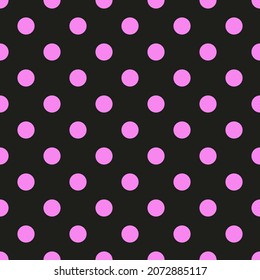 pink circles on a black background. seamless print of peas. pattern consisting of circles for clothing or printing