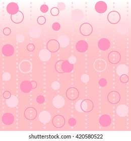 Pink circles and rings on a light background. Polka dot pattern. Bubblegum wall-paper