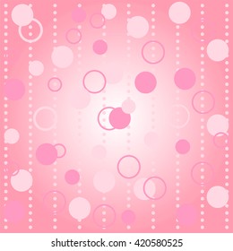 Pink circles and rings on a light background. Polka dot pattern. Bubblegum wall-paper