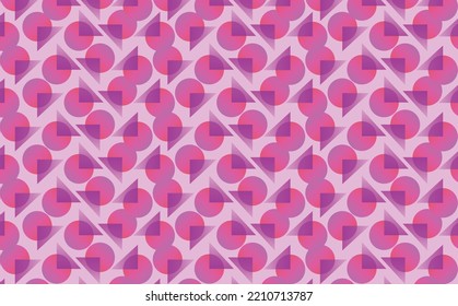 Pink circles and triangles vector pattern. Abstract background suitable for backdrops, cover, card, wallpaper, banner, and printed fabric.