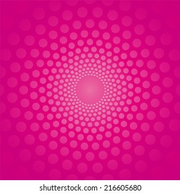 pink circular background with polka dots