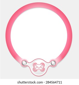 Pink circular frame for your text and envelope