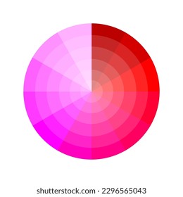 paleta circular rosa. Fondo del círculo degradado. Elemento gráfico. Gradiente arcoiris. Icono de diseño. Ilustración vectorial.