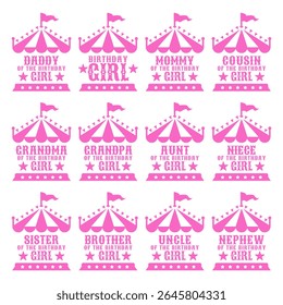 Pink Circus Birthday Girl Family T-Shirt Design Bundle