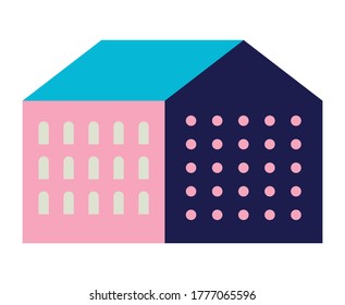 Pink city building design, Abstract geometric architecture and urban theme illustration