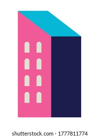 Pink city building design, Abstract geometric architecture and urban theme illustration