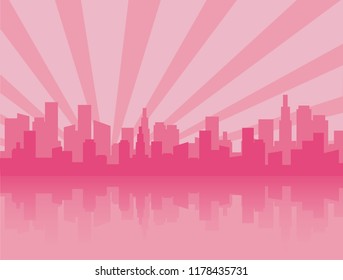 Pink City Skyline Silhouette