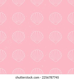 Pink clam seashells seamless pattern background vector illustration. Aquatic marine life wallpapers