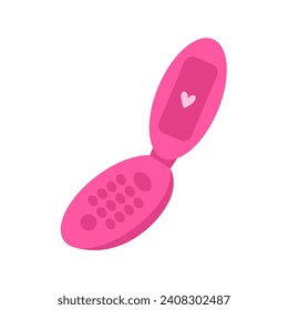 Pink clamshell phone retro flat vector illustration