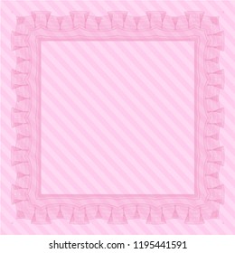 Pink Classic Certificate template. With background. Detailed. Perfect design. 
