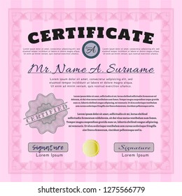 Pink Classic Certificate template. With background. Elegant design. Vector illustration. 