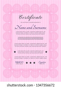 Pink Classic Certificate template. With background. Elegant design. Detailed. 