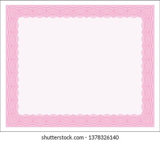 Pink Classic Certificate template. With background. Detailed. Sophisticated design. 