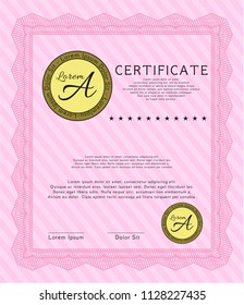 Pink Classic Certificate template. Beauty design. With complex background. Customizable, Easy to edit and change colors. 