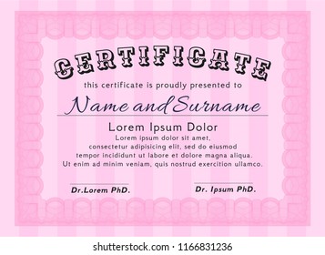 Pink Classic Certificate template. Customizable, Easy to edit and change colors. With background. Nice design. 