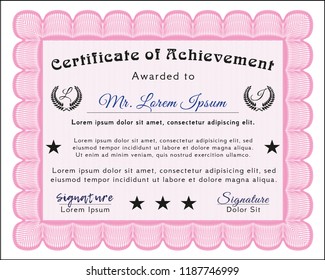 Pink Classic Certificate template. Customizable, Easy to edit and change colors. Complex background. Perfect design. 