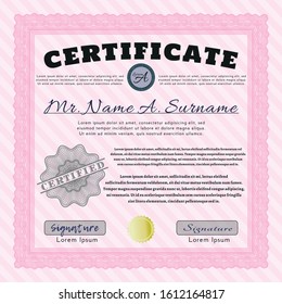 Pink Classic Certificate template. Customizable, Easy to edit and change colors. Easy to print. Lovely design. 