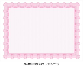 Pink Classic Certificate template. With great quality guilloche pattern. Retro design. Customizable, Easy to edit and change colors. 