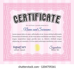 Pink Classic Certificate template. Money style design. Easy to print. Detailed. 
