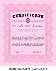 Pink Classic Certificate template. Money Pattern. Customizable, Easy to edit and change colors. Easy to print. 