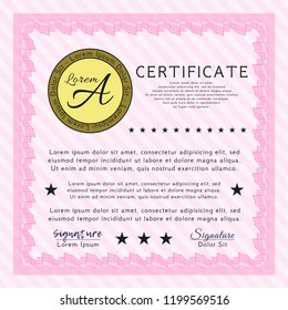 Pink Classic Certificate template. Printer friendly. Lovely design. Customizable, Easy to edit and change colors. 