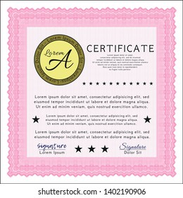 Pink Classic Certificate template. Superior design. With linear background. Customizable, Easy to edit and change colors. 