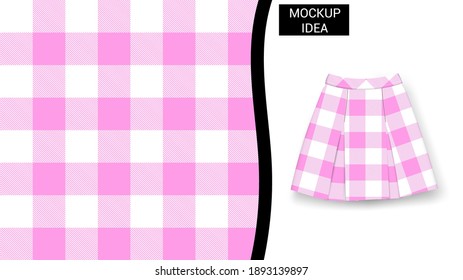 Rosa Classic Tartan Quadrat Vektor Nahtlose Muster für Dekoration, Mode, Tapeten und Drucke. Weiß mit quadratischem Rock Mock up Premium Vector.