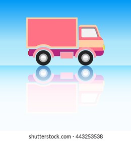 Pink Classic Truck on Sky Blue Background